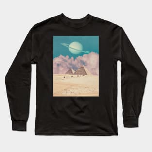 Pink Clouds - Space Aesthetic, Retro Futurism, Sci Fi Long Sleeve T-Shirt